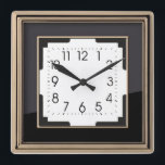 Art Deco Fyrkantig Klocka<br><div class="desc">Underbar utformning. Du kommer att kärlek det som andra. Du kan fritt använda den här designen och lägga till text. Följ mig för mer. Tack. Ha en trevlig dag.</div>