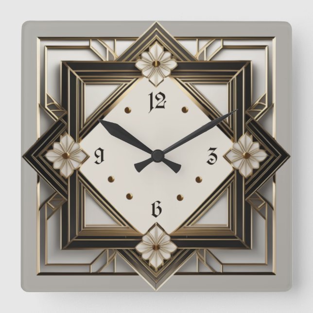 Art Deco Fyrkantig Klocka (Framsida)