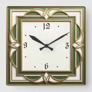 Art Deco Fyrkantig Klocka