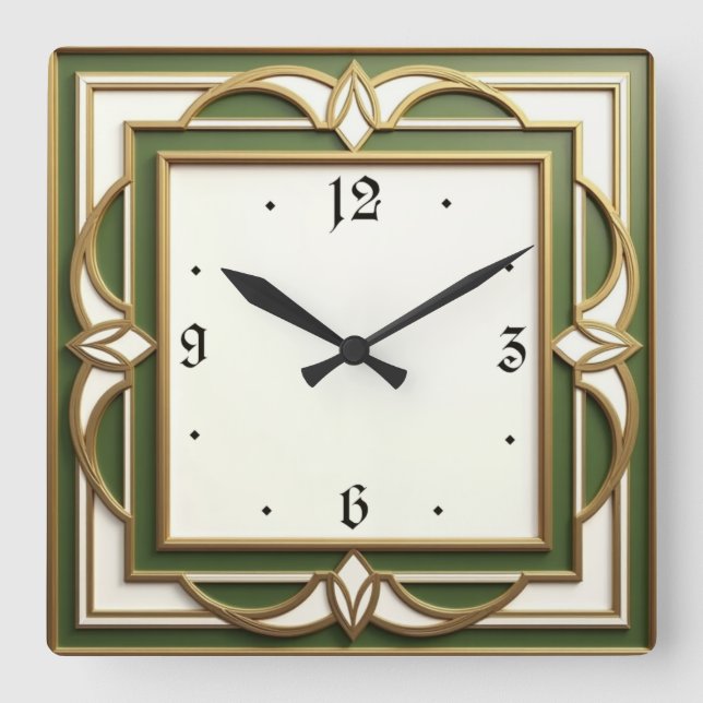 Art Deco Fyrkantig Klocka (Framsida)