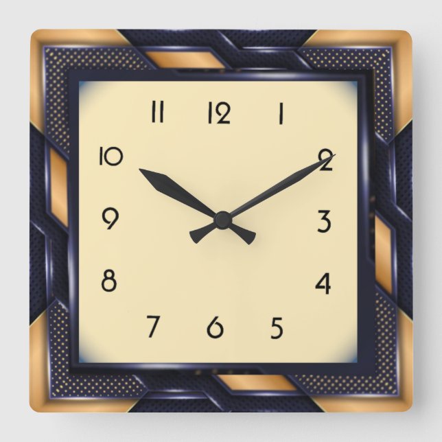 Art Deco Fyrkantig Klocka (Framsida)
