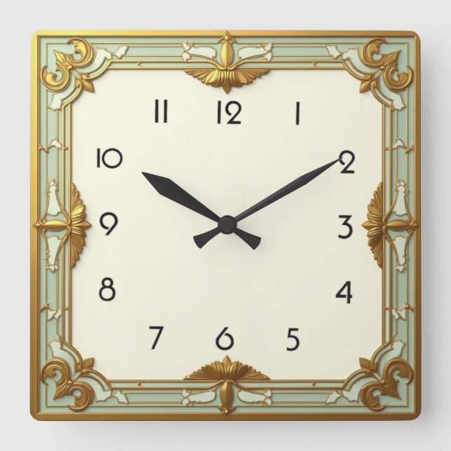 Art Deco Fyrkantig Klocka (Framsida)