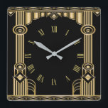 Art Deco Fyrkantig Klocka<br><div class="desc">Underbar utformning. Du kommer att kärlek det som andra. Du kan fritt använda den här designen och lägga till text. Följ mig för mer. Tack. Ha en trevlig dag.</div>