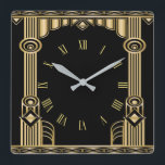 Art Deco Fyrkantig Klocka<br><div class="desc">Underbar utformning. Du kommer att kärlek det som andra. Du kan fritt använda den här designen och lägga till text. Följ mig för mer. Tack. Ha en trevlig dag.</div>