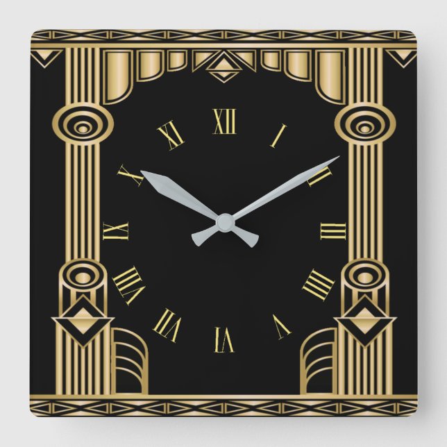 Art Deco Fyrkantig Klocka (Framsida)