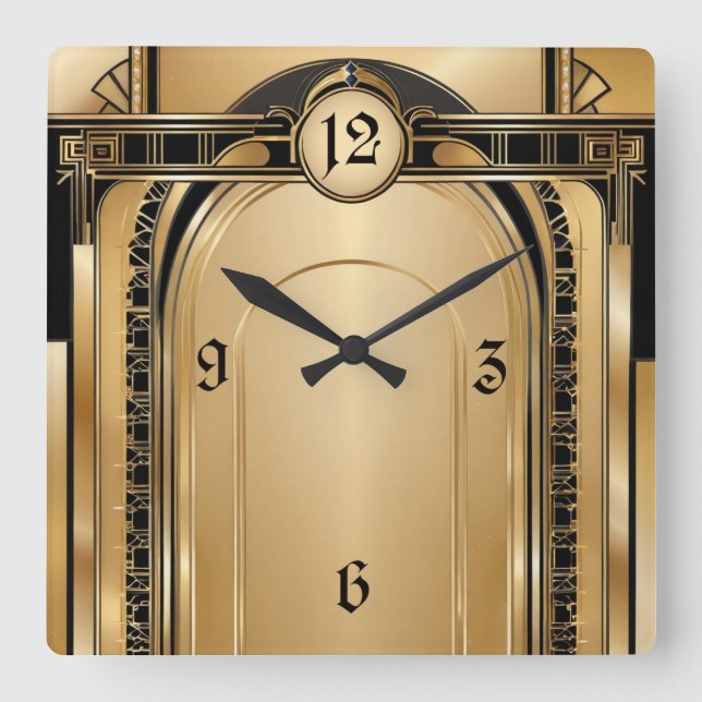 Art Deco Fyrkantig Klocka (Framsida)