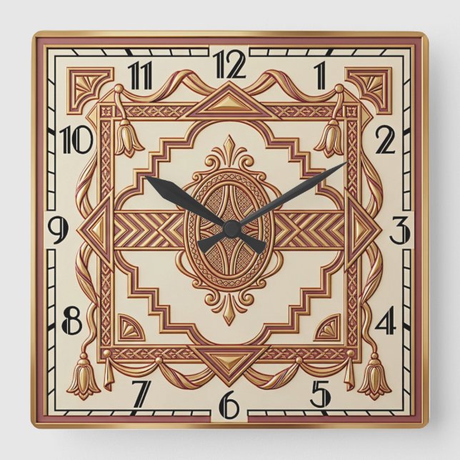 Art Deco Fyrkantig Klocka (Framsida)