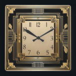 Art Deco Fyrkantig Klocka<br><div class="desc">Stor klockdesign. Du kommer att älska den liksom andra. Använd gärna denna design för andra produkter du gillar eller för att anpassa och lägga till din text. Följ mig för mer. Tack. Ha en trevlig dag.</div>