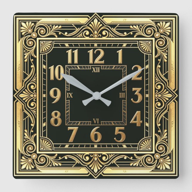 Art Deco Fyrkantig Klocka (Framsida)