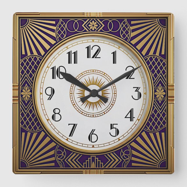 Art Deco Fyrkantig Klocka (Framsida)