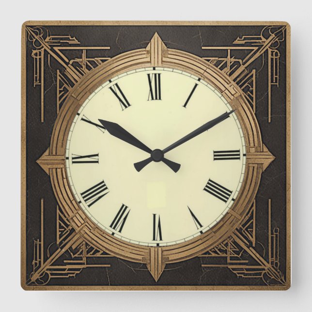 Art Deco Fyrkantig Klocka (Framsida)