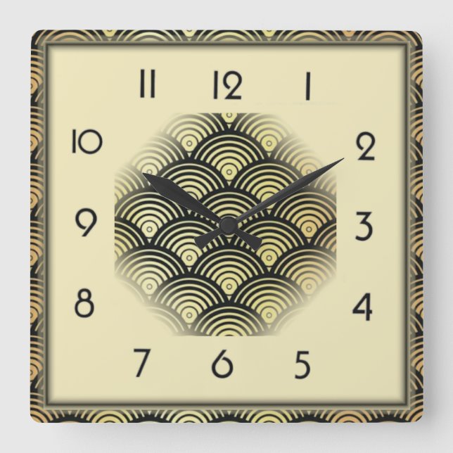 Art Deco Fyrkantig Klocka (Framsida)