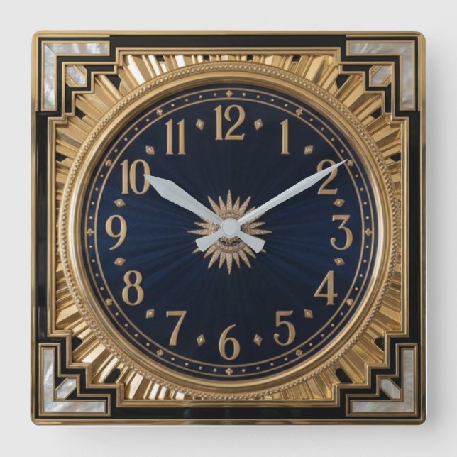 Art Deco Fyrkantig Klocka (Framsida)