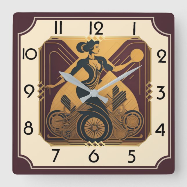 Art Deco Fyrkantig Klocka (Framsida)