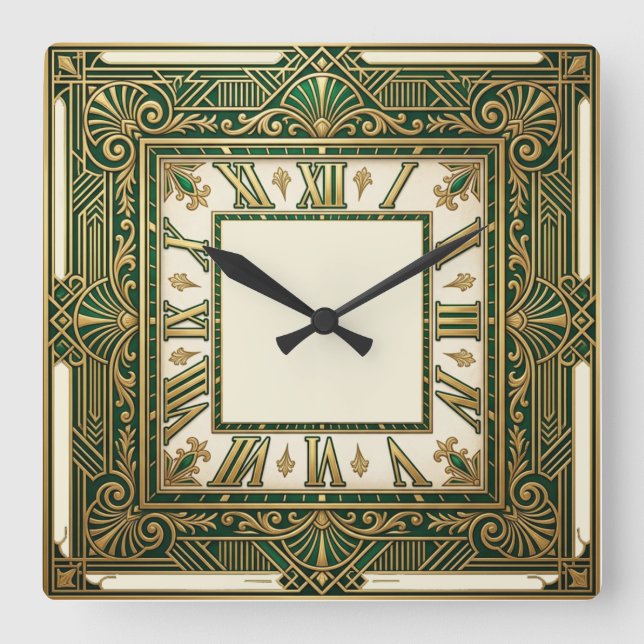 Art Deco Fyrkantig Klocka (Framsida)