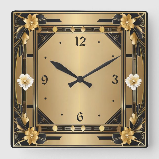 Art Deco Fyrkantig Klocka (Framsida)