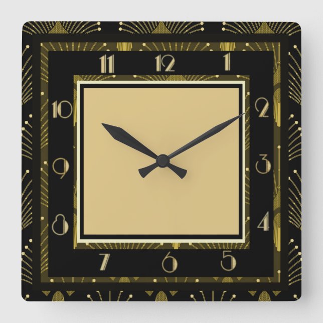 Art Deco Fyrkantig Klocka (Framsida)