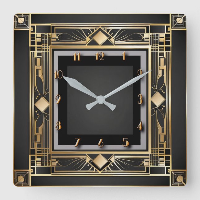 Art Deco Fyrkantig Klocka (Framsida)
