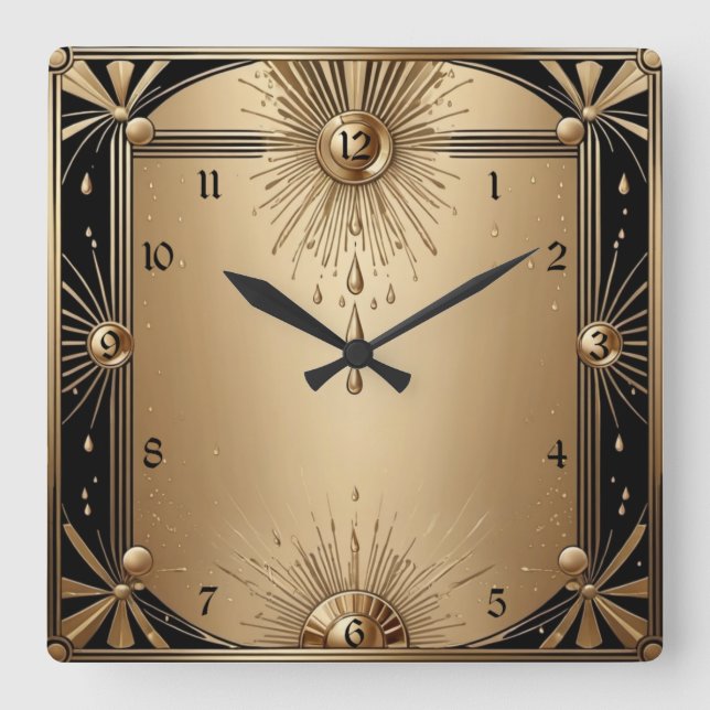 Art Deco Fyrkantig Klocka (Framsida)