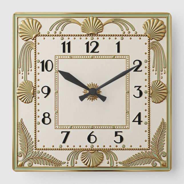 Art Deco Fyrkantig Klocka (Framsida)