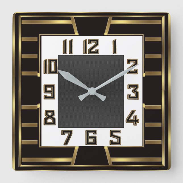 Art Deco Fyrkantig Klocka (Framsida)