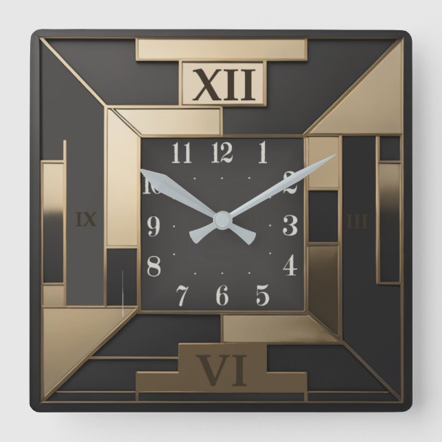Art Deco Fyrkantig Klocka (Framsida)