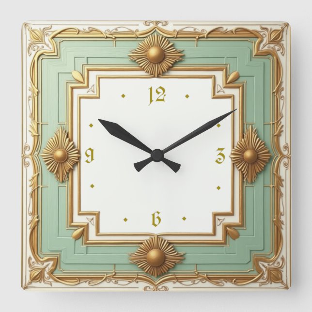 Art Deco Fyrkantig Klocka (Framsida)
