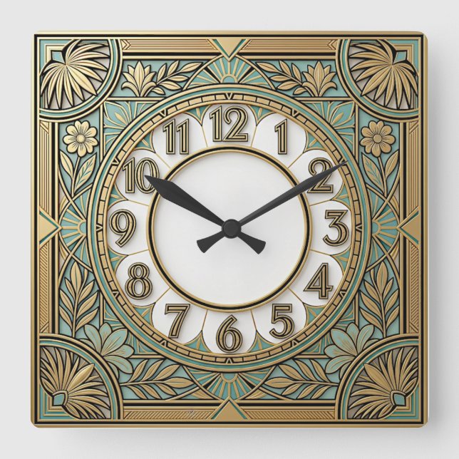 Art Deco Fyrkantig Klocka (Framsida)