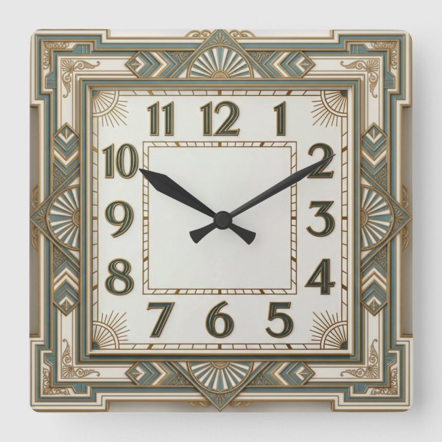 Art Deco Fyrkantig Klocka (Framsida)