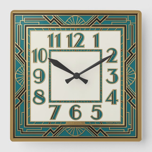 Art Deco Fyrkantig Klocka (Framsida)