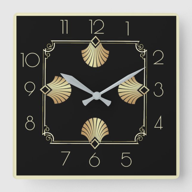 Art Deco Fyrkantig Klocka (Framsida)