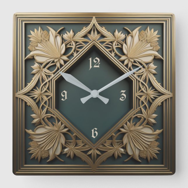 Art Deco Fyrkantig Klocka (Framsida)