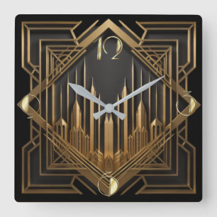 Art Deco Fyrkantig Klocka