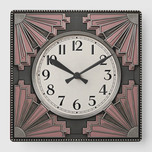 Art Deco Fyrkantig Klocka (Framsida)