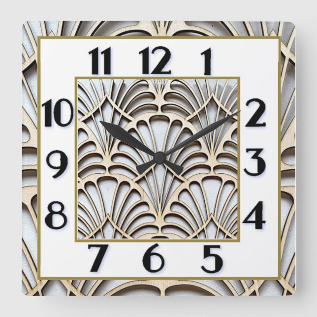 Art Deco Fyrkantig Klocka (Framsida)