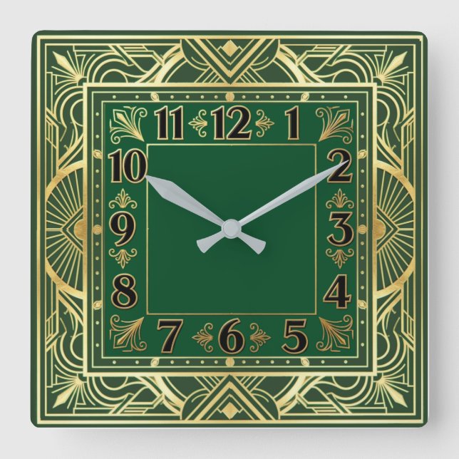 Art Deco Fyrkantig Klocka (Framsida)