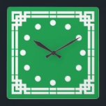 Art Deco Fyrkantig Klocka<br><div class="desc">Art Deco stil klocka. Bakgrunden till färg kan ändras.</div>