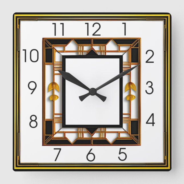 Art Deco Fyrkantig Klocka (Framsida)