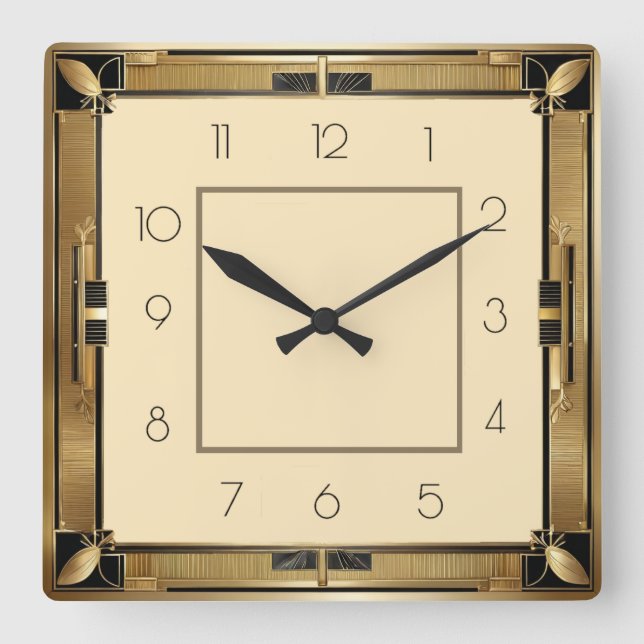 Art Deco Fyrkantig Klocka (Framsida)