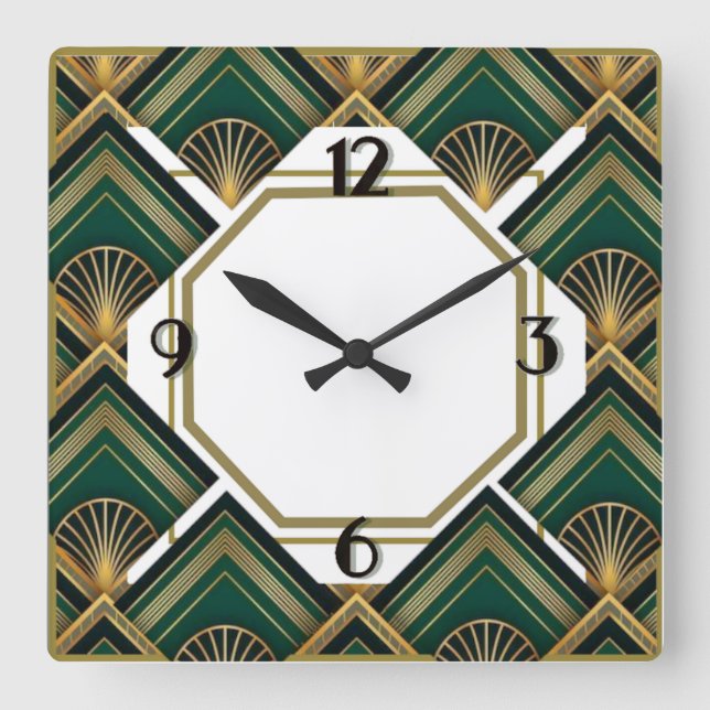 Art Deco Fyrkantig Klocka (Framsida)