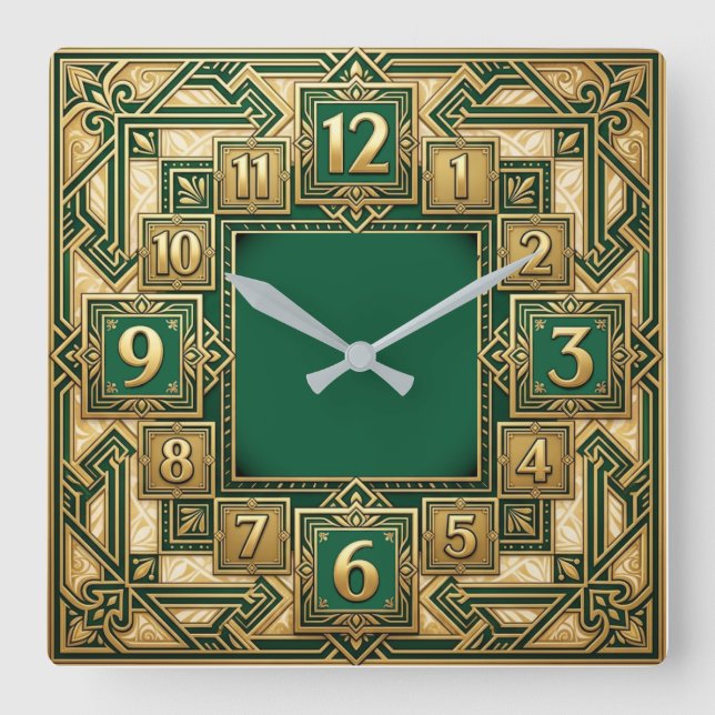 Art Deco Fyrkantig Klocka (Framsida)