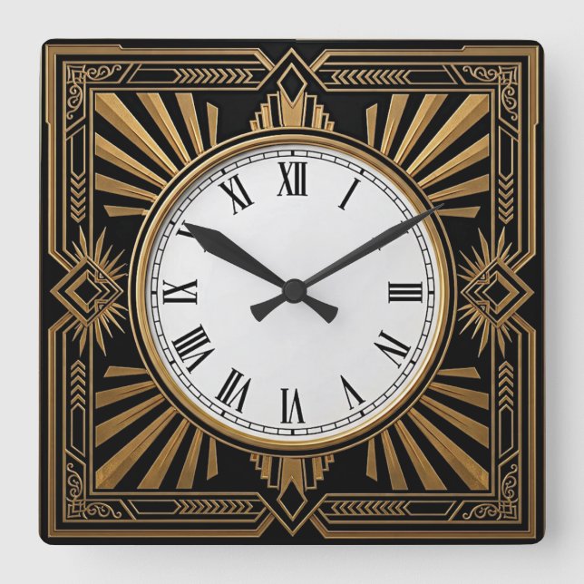 Art Deco Fyrkantig Klocka (Framsida)