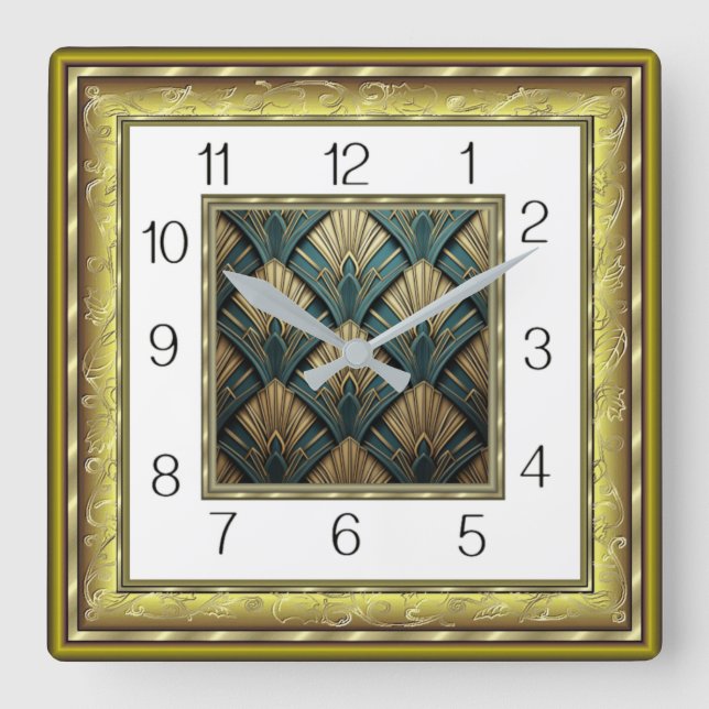 Art Deco Fyrkantig Klocka (Framsida)