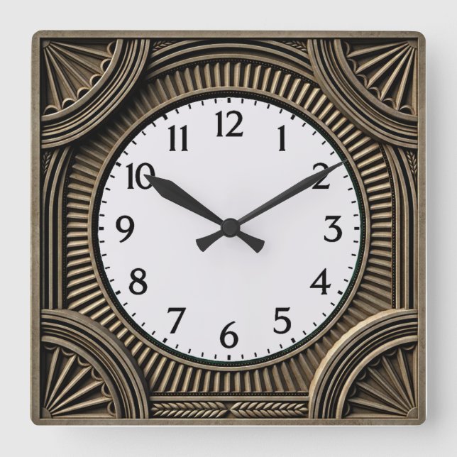 Art Deco Fyrkantig Klocka (Framsida)