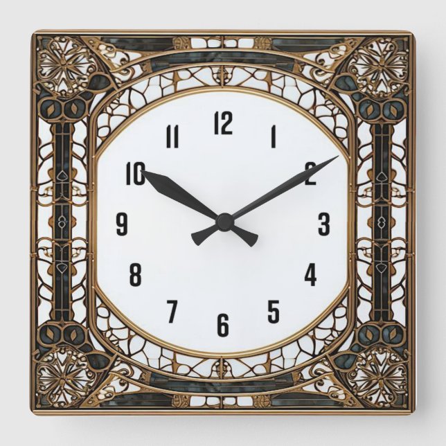 Art Deco Fyrkantig Klocka (Framsida)