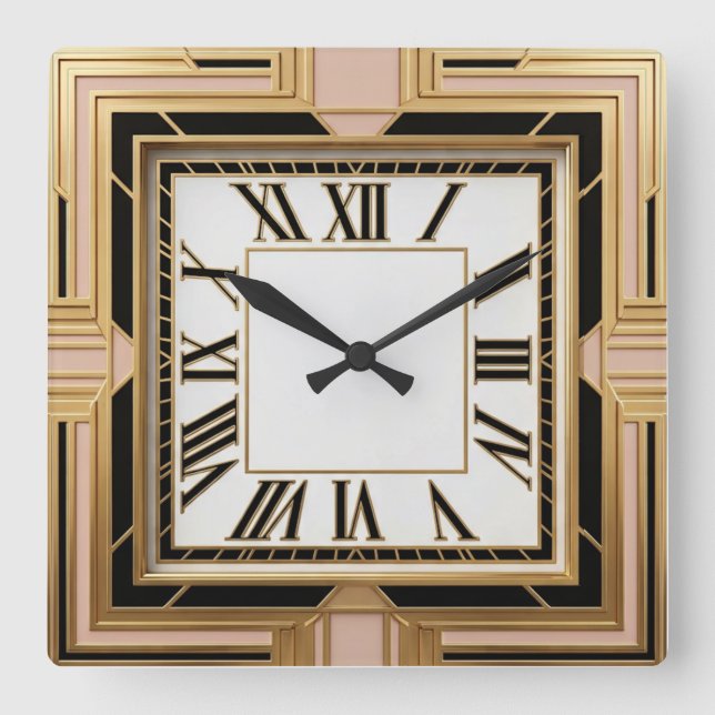 Art Deco Fyrkantig Klocka (Framsida)