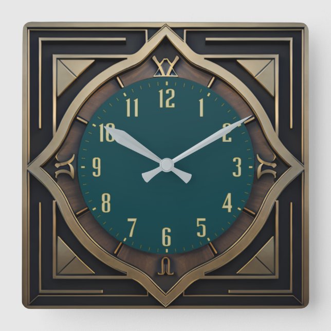 Art Deco Fyrkantig Klocka (Framsida)
