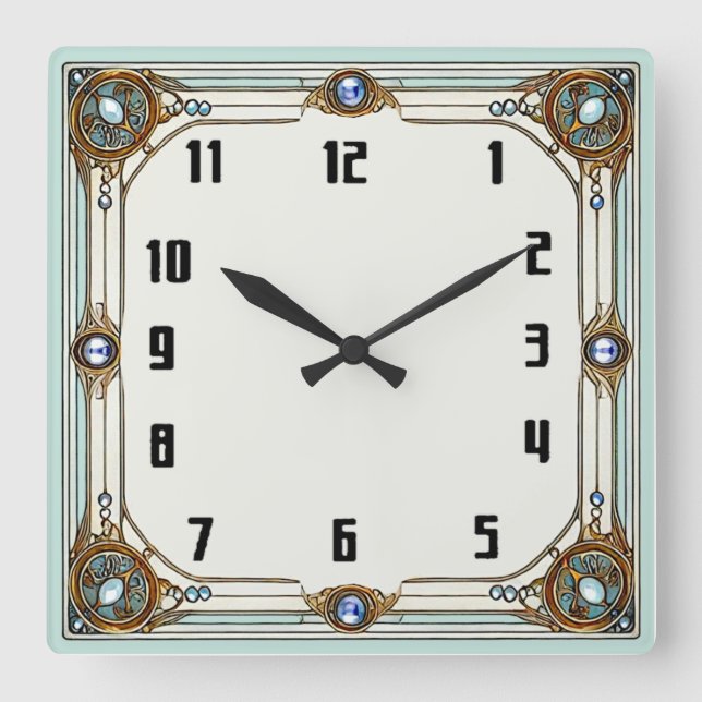 Art Deco Fyrkantig Klocka (Framsida)