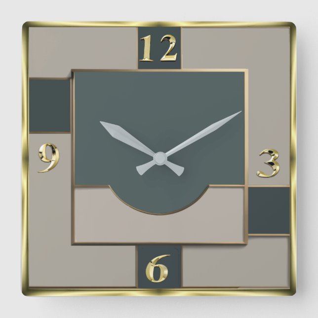Art Deco Fyrkantig Klocka (Framsida)