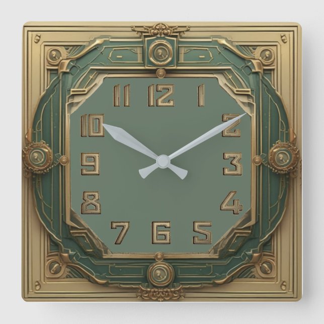 Art Deco Fyrkantig Klocka (Framsida)